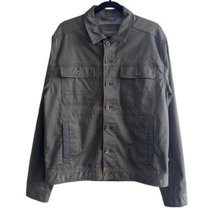 Toad&Co. Button Front Lightweight Jacket Organic Cotton Blend Grey Green Minimal